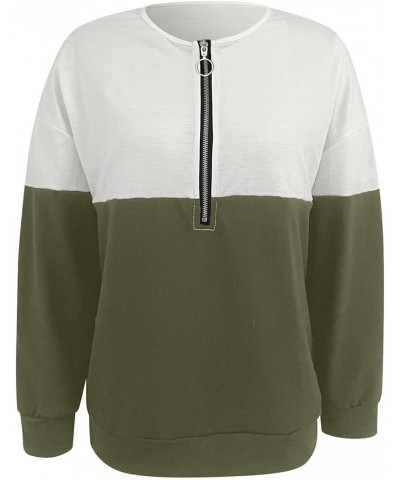 Half Zip Sweatshirt Women Oversized Casual Relaxed Fit Long Sleeve Trendy Soft Basic Pullover Sweatshirts N-green $4.71 Hoodi...