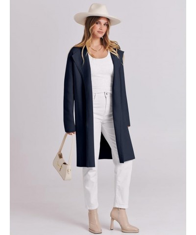 Women's Casual Long Sleeve Classy Draped Open Front Jackets Long Knitted Cardigan Sweater Navy Blue $28.08 Sweaters