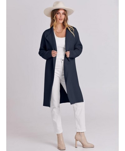 Women's Casual Long Sleeve Classy Draped Open Front Jackets Long Knitted Cardigan Sweater Navy Blue $28.08 Sweaters