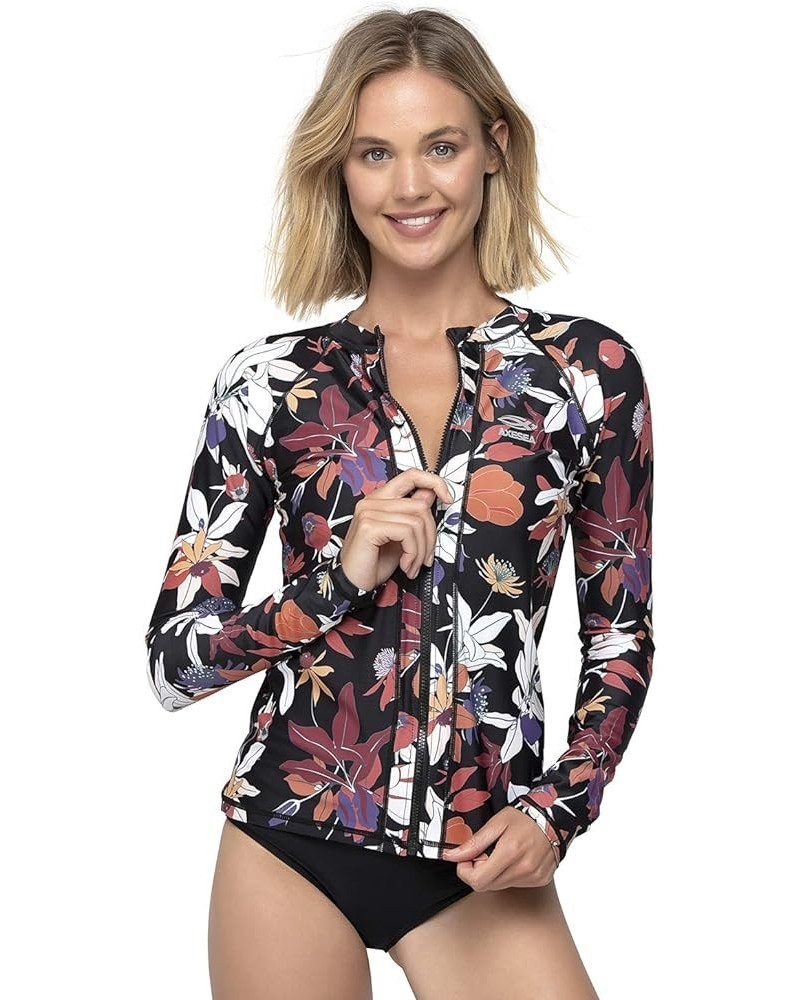 Women Long Sleeve Rash Guard UPF 50+ UV Sun Protection Zip Front Swimsuit Shirt Printed Surfing Shirt Top Fairy $20.02 Swimsuits