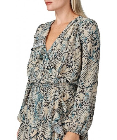 Women's Printed Surplice Dress Multicolored $15.76 Dresses