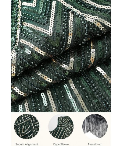 Women's Flapper Dresses 1920s Beaded Fringed Great Gatsby Dress Darkgreen Gold $22.36 Dresses