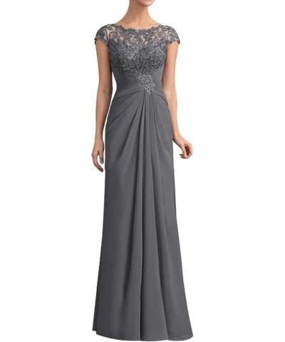 Lace Tea Length Mother of The Bride Dress for Wedding Guest Tulle Short Sleeves Formal Evening Dress LD0280 Steel Grey $36.55...