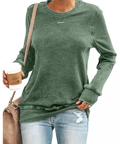 Womens Long Sleeve Crewneck Sweatshirt Oversized Casual Loose Shirt Solid Warm Pullover Tops(Plain-Army Green,M) $12.00 Hoodi...