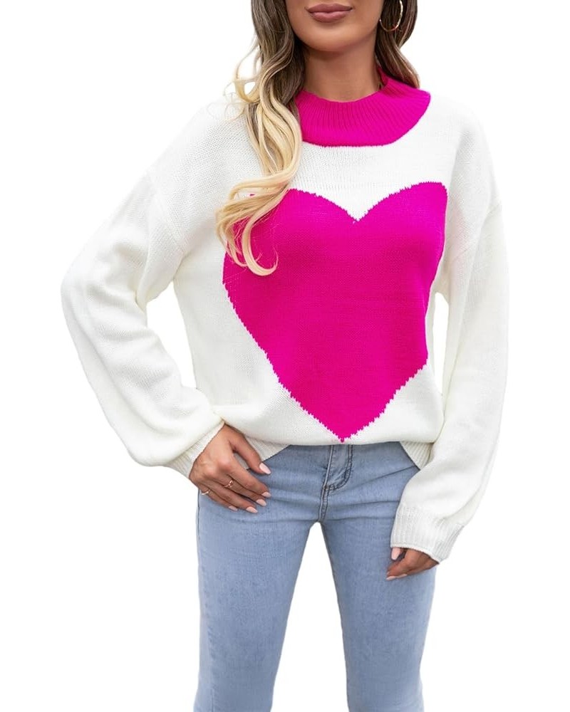 Women Cute Bow Knit Sweater Y2K Long Sleeve Bow Lace Up Knitted Pullover Casual Cable Jumper Knitwear 2023 L-rose Red Heart P...