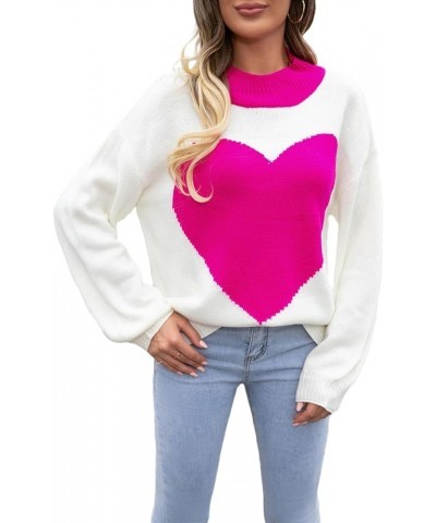 Women Cute Bow Knit Sweater Y2K Long Sleeve Bow Lace Up Knitted Pullover Casual Cable Jumper Knitwear 2023 L-rose Red Heart P...