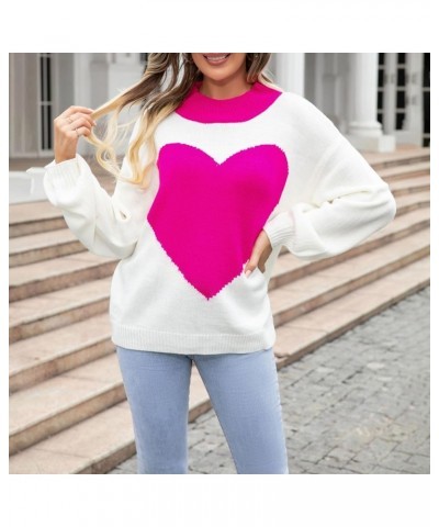 Women Cute Bow Knit Sweater Y2K Long Sleeve Bow Lace Up Knitted Pullover Casual Cable Jumper Knitwear 2023 L-rose Red Heart P...