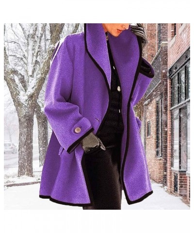 Hooded Color Block Woolen Coat, Stylish Lapel Warm Trench Coat, Long Sleeve Loose Hooded Woolen Coat For Women Red $16.45 Coats