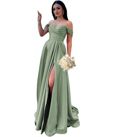 Off-Shoulder Bridesmaid Dresses for Women Long Pleated Formal Evening Dress with Pockets AG017 Sage $37.43 Dresses