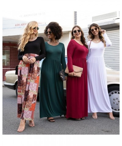 Women's Long Sleeve Loose Plain Maxi Dresses Casual Long Dresses with Pockets Long Sleeve Purple $21.00 Dresses