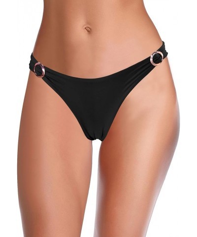 Women's Bikini Bottom Low Waisted O Rings Swimsuit Braziliazn Bathing Suit Bottom Black - Ring Side $12.97 Swimsuits