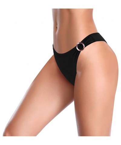 Women's Bikini Bottom Low Waisted O Rings Swimsuit Braziliazn Bathing Suit Bottom Black - Ring Side $12.97 Swimsuits