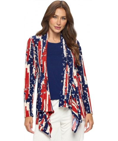 Women's Print Jacket Cardigan - Long Sleeve Printed Mid Cut Printed Sweater W306 Multi $32.12 Sweaters