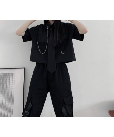 Women's Alt Emo Button Down Shirt Gothic Blouse Techwear Dark Academia Preppy Clothes Aesthetic Japanese Harajuku Streetwear ...