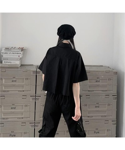 Women's Alt Emo Button Down Shirt Gothic Blouse Techwear Dark Academia Preppy Clothes Aesthetic Japanese Harajuku Streetwear ...