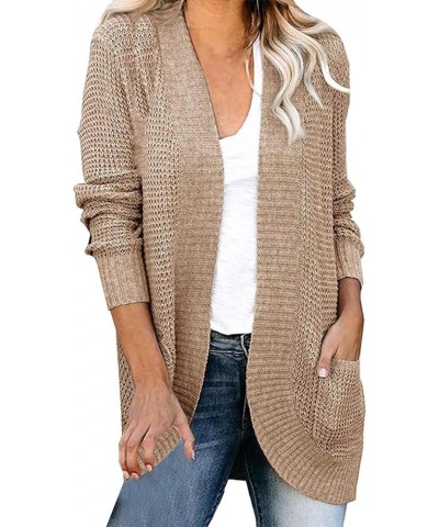 Cardigan Sweaters for Women Long Sleeve Chunky Knit Winter Basic Plain Baggy Cardigan Outwear Sweater Tops Coat Khaki $8.65 S...