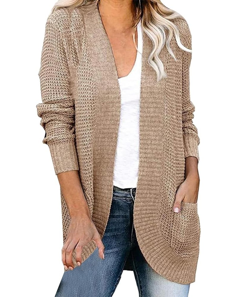 Cardigan Sweaters for Women Long Sleeve Chunky Knit Winter Basic Plain Baggy Cardigan Outwear Sweater Tops Coat Khaki $8.65 S...