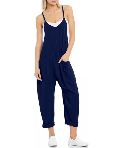 Women's Casual Sleeveless Jumpsuits Baggy Adjustable Strap Overalls with Pockets Navy $11.59 Overalls