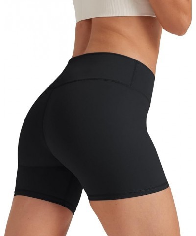 Womens Crossover Biker Shorts 5" High Waisted Yoga Workout Athletic Running Spandex Shorts Black $18.23 Activewear