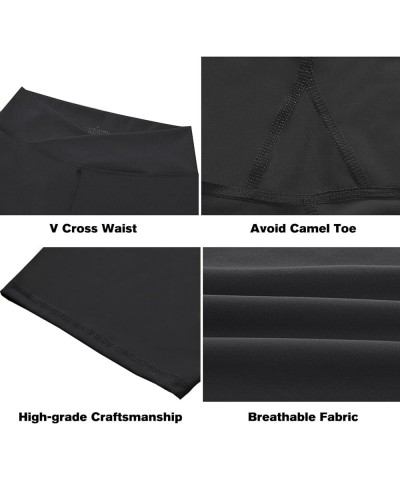 Womens Crossover Biker Shorts 5" High Waisted Yoga Workout Athletic Running Spandex Shorts Black $18.23 Activewear