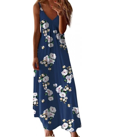 Summer Dresses for Women 2023 Beach Long Dress Boho Sleeveless Sundress Casual V-Neck Hawaiian Dress for Vacation 09navy $9.4...