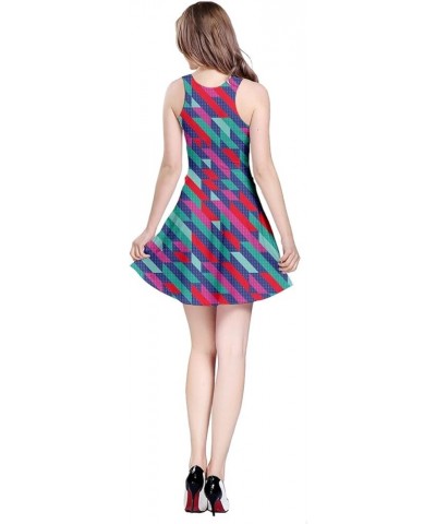 Womens Mini Dress Vector Abstract Geometrical Polygonal Iridescent Gem Pattern Sleeveless Dress, XS-5XL Retro Vector $18.84 D...