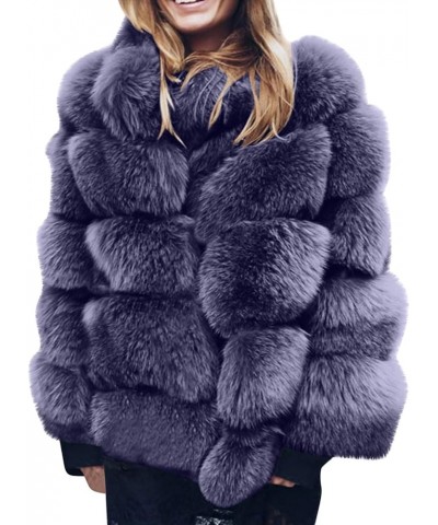 Winter Coats For Women 2023 Faux Fur Jacket Thickened Warm Fluffy Outerwear Coat Solid Trendy Casual Cropped Jackets D-navy $...