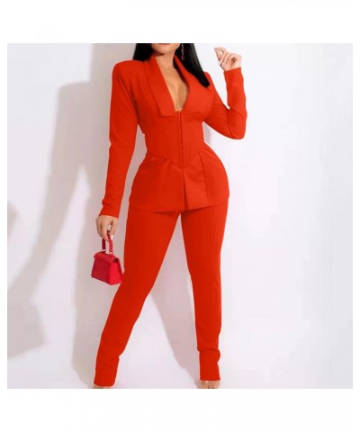 Womens Work Sweaters Business Professional Ladies Business Suits for Work Cropped Outfit Womens Tweed Suits Orange $24.51 Suits