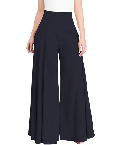 Women High Waist Casual Pants Lightweight Straight Wide Leg Pants Trendy Comfortable Loose Trousers 07 Navy $10.99 Pants